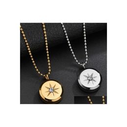 Pendant Necklaces Fashion Gold Sier Stainless Steel Necklace For Women And Men Sun Star Crystal Charm Couple Jewellery Drop Delivery Pe Dhrwy