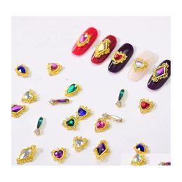 Charms 10Pcs Heart Rhombus Rhinestone Beauty Glitter Nails Jewellery Accessories Metal For 3D Nail Art Decorations Arrival Drop Delive Dhsyi