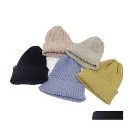 Beanie/Skull Caps Women Solid Knitted Warm Soft Trendy Hats Simple Korean Style Womens Acrylic Casual Elegant Allmatch Beanie Drop D Otfub