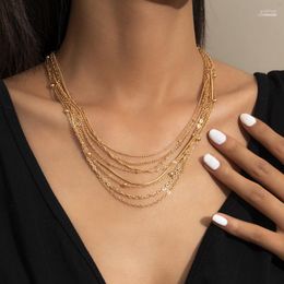 Chains Ins Simple Hip-Hop Metal Twist Chain Tassel Necklace Retro Temperament Multilayer Copper-Clad Iron Exaggerated Clavicle Gord22