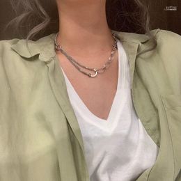 Chains YAOLOGE 925 Silver Necklace Tassel Simple Korean Retro Ladies Clavicle Chain Trendy Fashion All-Match Jewellery Gord22