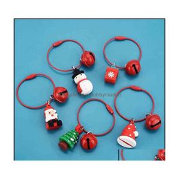 Key Rings Jewellery 2021 Fashion Keychain Korean Version Santa Claus And Christmas Tree Series Ring Female Bell Bag Pendant Small Gift Dhhar