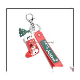 Key Rings Jewellery Merry Christmas Keychain Pvc Cartoon Tree Sock Ring Bag Hangs Gift Will And Sandy Drop Delivery 2021 Busjv Dh9Wi