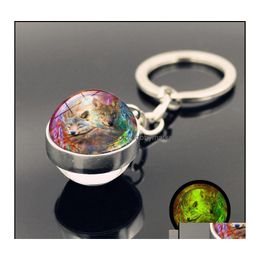 Key Rings Jewellery Indians Dream Catcher Wolf Ring Glass Ball Glow In The Dark Luminous Keychain Holders Fashion Will And Sandy Drop D Dhlfj