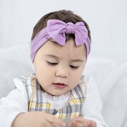 Ribbon Cable Newborn Baby Headband For Girls Elastic Knit Children Turban Bows Soft Kids Headwear Hair Accessories 1427