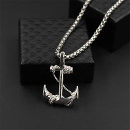 Pendant Necklaces Vintage Caribbean Pirate Anchor Men's Necklace Personalised Gold Silver Black Hook Jewellery Gift