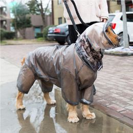 Dog Apparel Outdoor Large Raincoat Waterproof Big Clothes Coat Rain Jacket Medium Labrador Four Feet Hooded Dogs RaincoatDog ApparelDog
