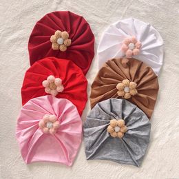 Caps & Hats New Spring Cotton Beanie for Baby Girls Hair Accessories Little Flower Newborn Hat Bonnet Infant Cute Skullies 0-2 Years Old