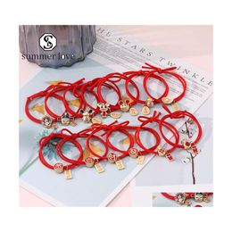 Hair Rubber Bands Fashion Lovely Chinese Style Head Rope Lucky Red Ponytail Holder Happy Year Charm Bride Headwear Accessoriesy Drop Dhjam