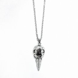 Pendant Necklaces RIR Unique Crow Skull Necklace Nature Walking Biology Bird Scary Jewelry Lover Gift