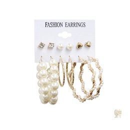 Dangle Chandelier Fashion Pearl Hoop Earring Sets Women Girls Lightweight Bohemian Drop Earrings Jewelry Gifts For Valentine Day C Dht1C