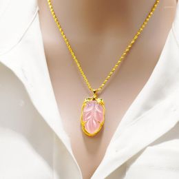 Pendant Necklaces Jade Necklace For Women Leaves Flower Clavicle 24k Gold Plated Water Wave Chain Choker Wedding Jewellery GiftsPendant Godl22
