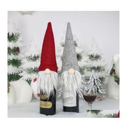 Christmas Decorations Dhs Ship Gift Bag Santa Claus Wine Glass Bottle Set Champagne Decoration Drop Delivery Home Garden Festive Par Dhedw