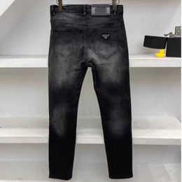 Jeans jean Designer pants fashion triangle denim trousers mens womens slim stretch jeans business small feet slacks 15852