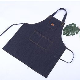 Aprons Denim Apron Adjustable Multi-Pocket Kitchen Cooking For Women Men