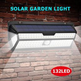 Outdoor Wall Lamps 132 LED Solar Lamp Human Motion Sensor Frosted Light Garden Street Waterproof Lighting Decor