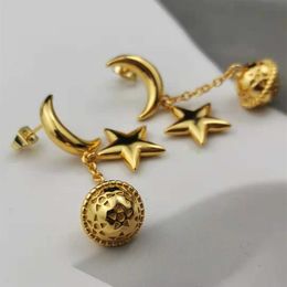 Hoop smyckesdesigner örhänge Moon Long Ear Line Senior Sense Retro Temperament Medieval Star Planet örhängen