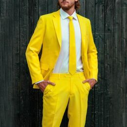 Men's Suits & Blazers Costume Bright Yellow 2023 Wedding Suit Slim Fit Mens Tuxedo Two Piece Formal Prom Party Custom Made Grooms