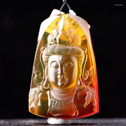 Pendant Necklaces Wanfu Myanmar Amber Master Lin Hui Hand-carved Green Blood Gradient Colour Guanyin NecklacePendant NecklacesPendant Morr22