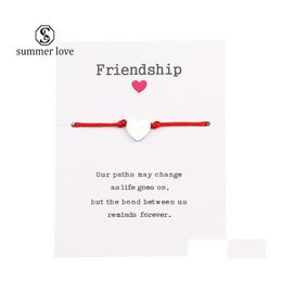 Link Chain Arrival Make A Wish Card Bracelets Fashion Colorf Rope Bracelet Stainless Steeling Plated Heart Charm For Women Mensz Dr Dh8W5