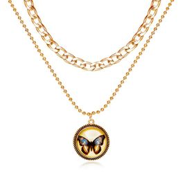 Pendant Necklaces Bohemian Multilayer Butterfly Chain Necklace For Women Trendy Gold Silver Color Roud Pearl Choker Jewelry