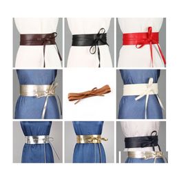 Belts 1Pc Fashion Spring Autumn Women Lady Metallic Colour Soft Faux Leather Wide Belt Self Tie Wrap Waist Mujer Dress 20220 Drop Del Dhn8L