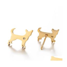 Stud Cute Lovely Stainless Steel Dog For Women Children Jewellery Trendy Animal Shape Earrings Girls Birthday Gift Drop Delivery Otbuk