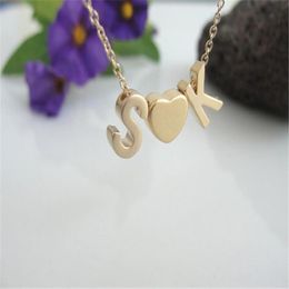 Pendant Necklaces Fashion Tiny Dainty Initial Heart Necklace Double Letter For Christmas Gift