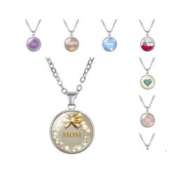 Pendant Necklaces Charm Love Heart Round High Quality Fashion Mom Necklace Mother Jewellery For Women Sweater Chains P379Fa Drop Deliv Dhphf