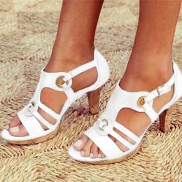 Sandalen Mode Sommer Frauen 2023 Damen Ferse Schuhe High Heels Einfache Plattform Schnalle Peep Toe Sandale