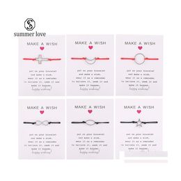Link Chain Handmade Stainless Steel Bracelet Make A Wish Card Wax Rope Braided Bracelets Bangles With Mtitype Pattern For Women Gir Dhqw9