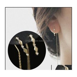 Dangle Chandelier Earrings Jewelry Delicate 925 Sterling Sier Long Tassel Chain Ear Line Retro Piercing Earring Women Vintage Wedd Dhtz0