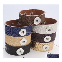 Arts And Crafts Styles Snaps Jewellery Wood Colour 18Mm Snap Button Bracelet Pu Leather Band Ginger Drop Delivery Home Garden Dhwkr