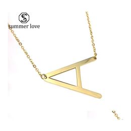 Pendant Necklaces Stainless Steel Necklace Initial 26 Letter Gold Plated Charm Couple Name Friends Lovers Gift Wholesalez Drop Deliv Dhhak