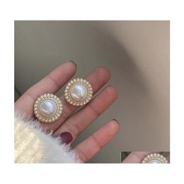 Stud Fashion Jewelry S925 Sier Post Earrings Round Faux Pearl Drop Delivery Dhdgq