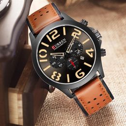 2018 Männer Uhren Marke CURREN Einzigartige Mode Chronograph Quarz Armbanduhr Lederband Display Datum Wasserdichte Uhr Relojes273P