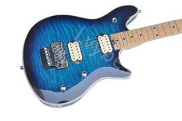 Lvybest Blue Body Electric Guitar with 2H Pickups Chrome Hardware Maple Quilted Top Offering Customised Services