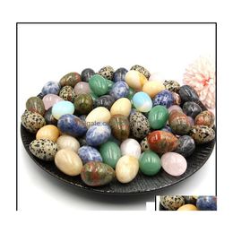 Stone Loose Beads Jewelry 30Mm Polished Egg Shape Reiki Healing Chakra Natural Bead Palm Quartz Mineral Crystal Tumbled Gemstones Ha Dhcfs