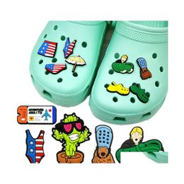 Shoe Parts Accessories Moq 100Pcs Swimsuit Sneakers Radio Pattern Croc Jibz Charms 2D Soft Pvc Decorations Shoes Buckles Charm Orn Dhaf1