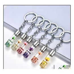 Key Rings Jewelry 20Pcs/Lot Creative Dry Flower Bottle Keychain Eternal Sparkling Assorted Color For Women Girl Car Bag Aessories Dr Dh03O