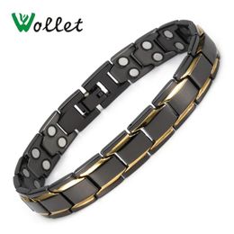 Link Bracelets Wollet Jewellery Magnetic Bangles For Men 5 In 1 Or All Magnets Health Care Healing Energy Rose Gold Colour Chain