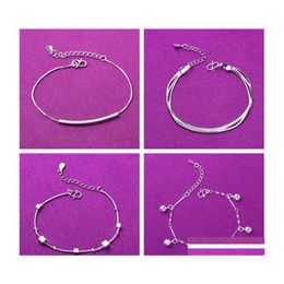 Anklets Ankle Bracelets 9 Styles 925 Sier Sterling Anklet Jewelry With Star Ball Flower Pendant Drop Delivery Dhjfe