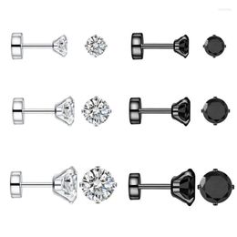 Stud Earrings Pairs 18g Stainless Steel Round Cubic Zirconia Flat Screw Back Small Cartilage Ear Piercings Tragus SetStudStud Effi22