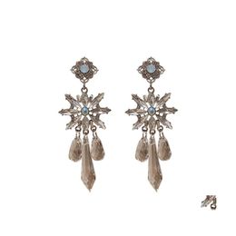 Stud Fashion Jewellery Light Luxury Crystal Flower Earrings S925 Sier Post Tassel Dangle Drop Delivery Dhnye