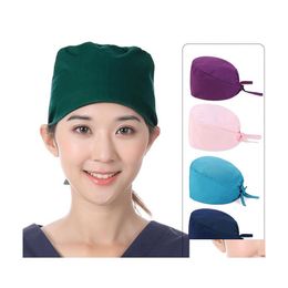 Beanie/calavera tapas de color s￳lido enfermero enfermero sombrero de belleza ajustable cuidador de belleza laboratorio taller de mascotas doctor de trabajo ca￭da delve ot1ti
