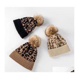 Beanie/Skull Caps Designer Beanie 3 Colors Women Leopard Grain Hat Fashion Girl Thickened Warm Winter Cap High Quality Good 1913 T2 Dhutr