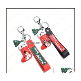 Key Rings Jewelry Cartoons Pvc Christmas Sock Pendant Creativity Car Keychain Couple Bag Gift Keychains Hip Hop Keyring Merry Drop De Dhfzm