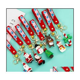 Key Rings Jewellery Christmas Series Soft Rubber Keychain Cartoon Santa Claus Snowman Elk Stereo Pendant Bag Gift Drop Delivery 2021 Dhrjx