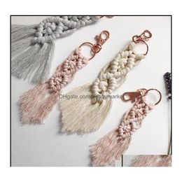 Key Rings Jewelry Personalized Est Creative Irregar Tassel Bohemian Keychain Cute Cotton Rope Weave Bag Decoration Rame Pendant Keyc Dhsyn