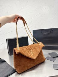 Wildleder -Umhängetasche gesteppte Handtasche Frauen Denim Designer Puffer Ketten Crossbody Taschen Frauen Geldbeutel Brieftasche